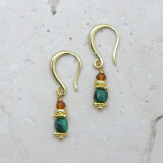 Boucles d'oreille indienne en malachite
